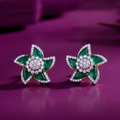 Royal Emerald Star Diamond Stud Earrings