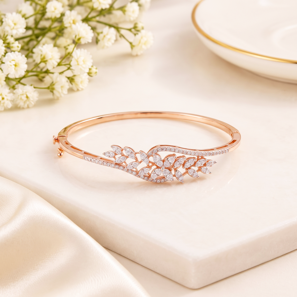 Regal Floral  & Sparkle DIAMONDS Designer Bracelet