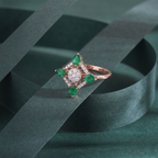 Emerald Bloom Geometric Rose Gold Ring