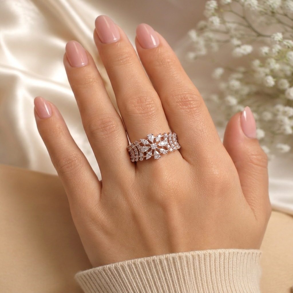 Celestial Bloom Rose Gold Diamond Ring