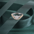 V-Shape Curved Diamond Cluster Ring