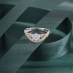 V-Shape Curved Diamond Cluster Ring