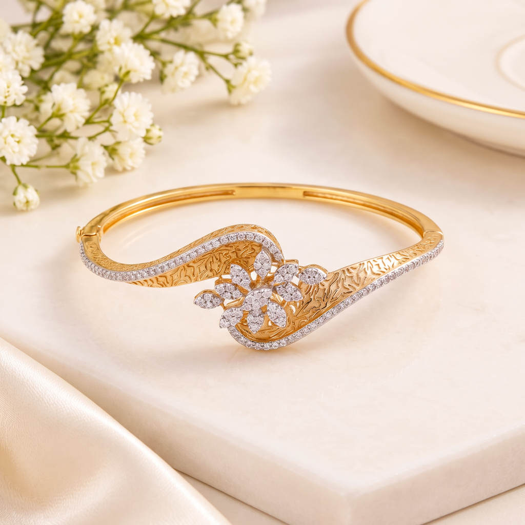 Handcrafted  Diamond Floral Bracelet for Parties & Weddings