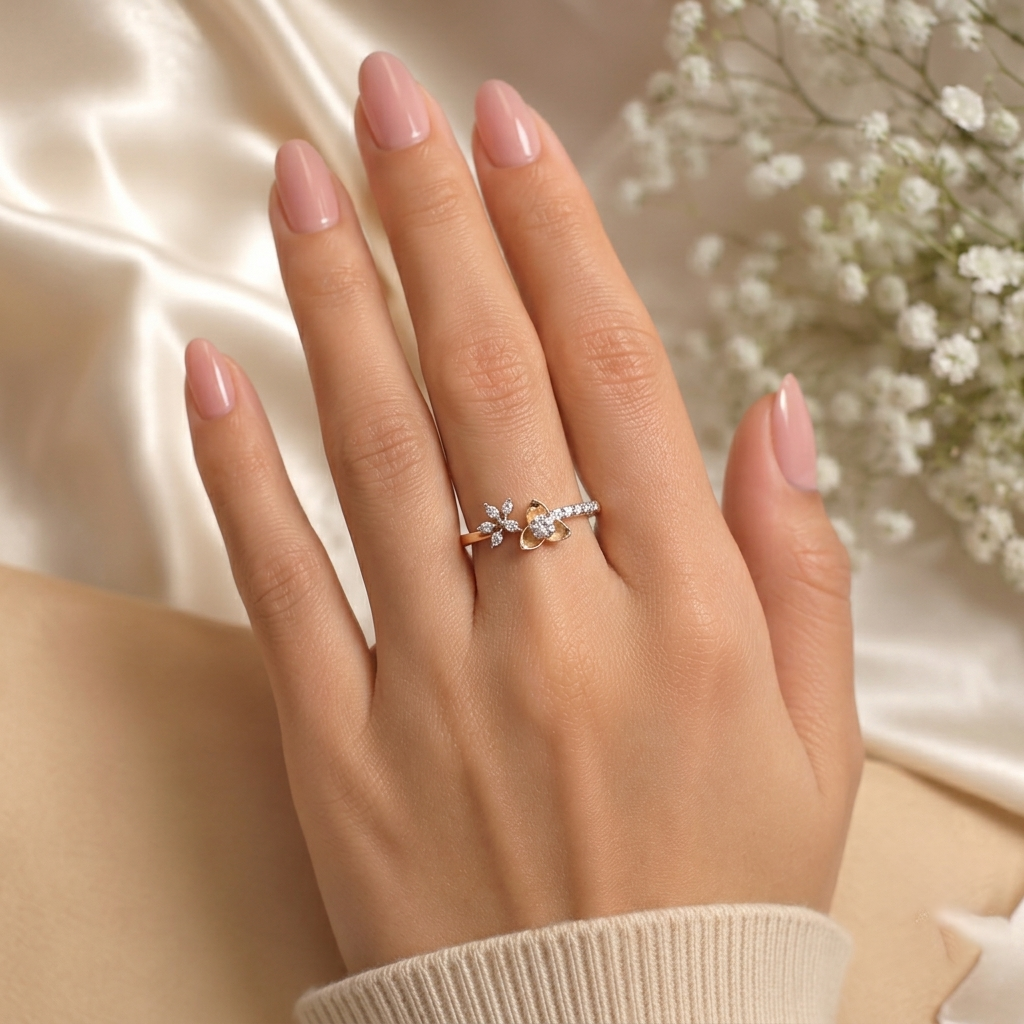 Floral Harmony Rose Gold Diamond Ring