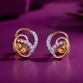 Curved Swirl Diamond Earrings in Rose Gold