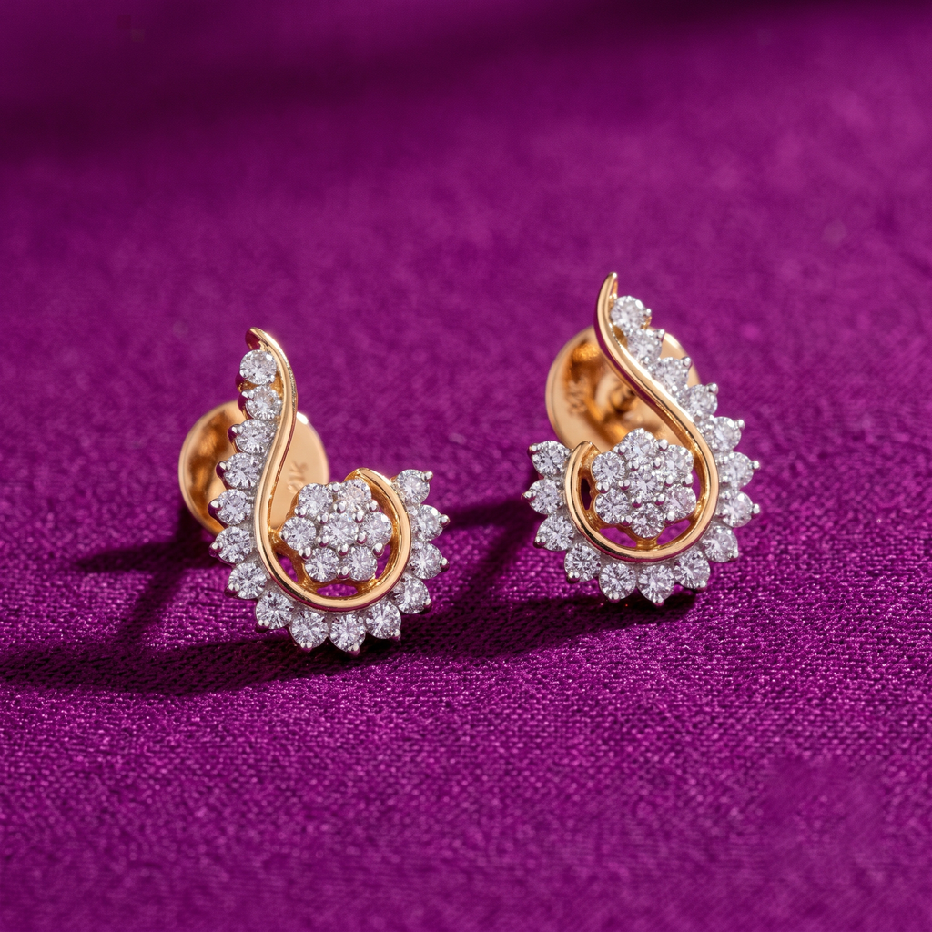 Elegant Swirl Cluster Diamond Studs