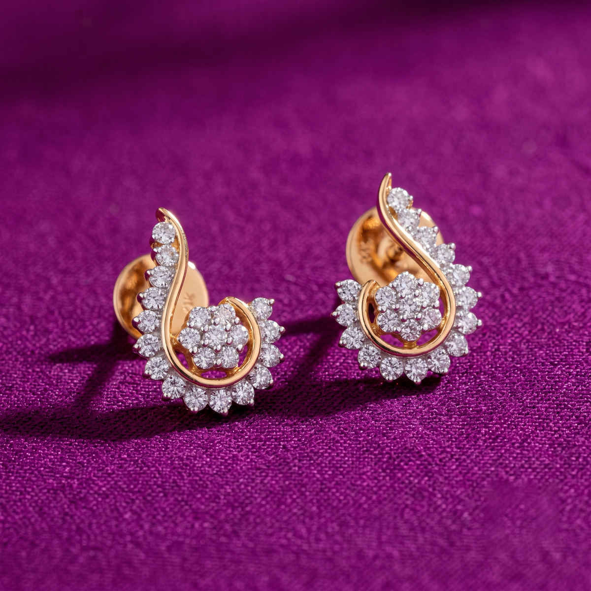 Elegant Swirl Cluster Diamond Studs