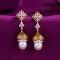 Royal Floral Diamond & Pearl Drop Earrings