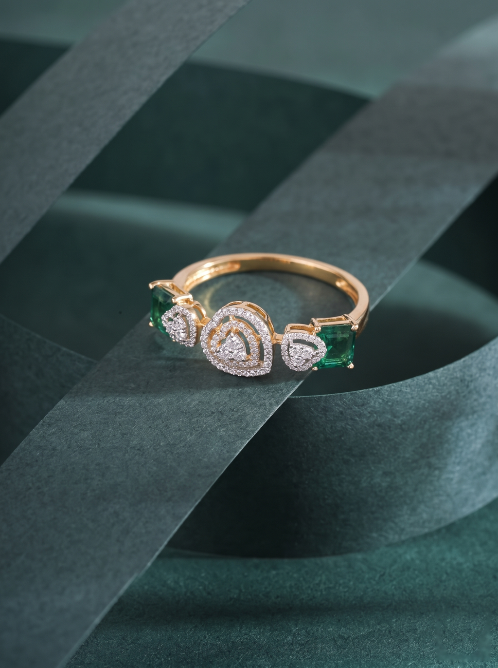 Regal Emerald Cut Gemstone & Pavé Diamond Band