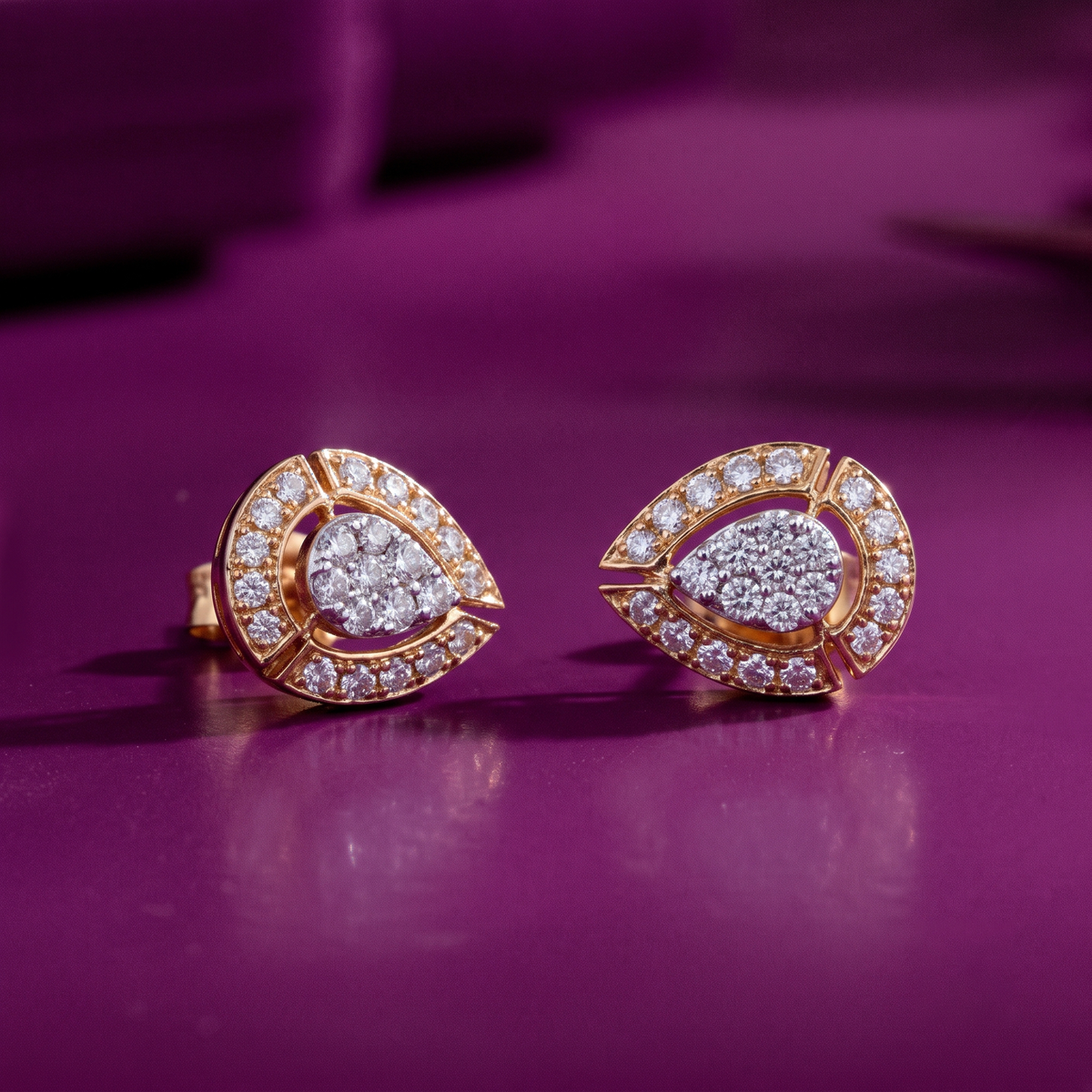 Modern Tear-Shape Diamond Studs