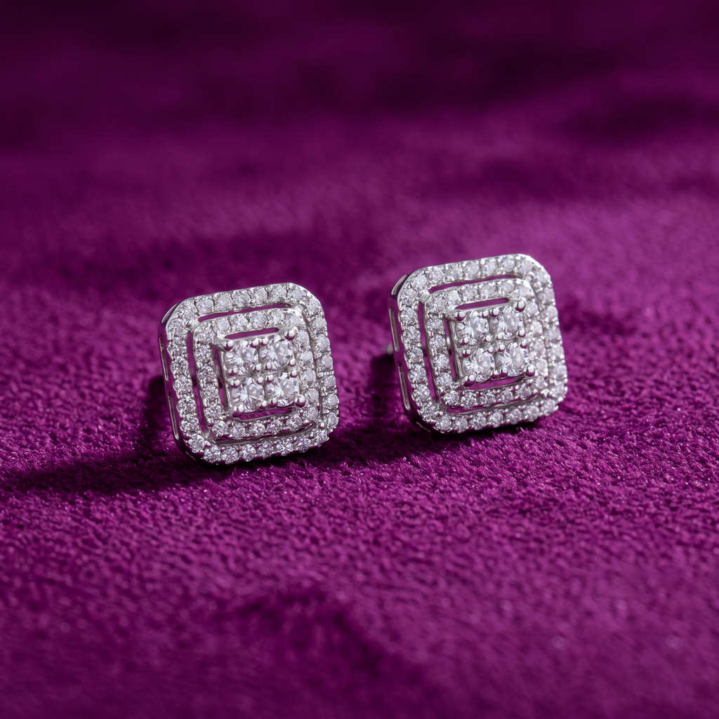 Regal Square Brilliance Stud Earrings