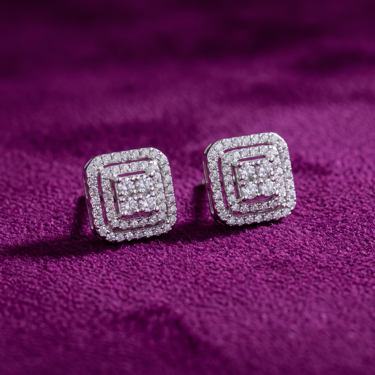 Regal Square Brilliance Stud Earrings