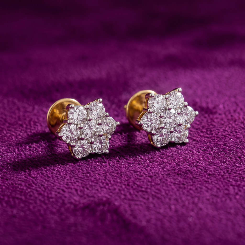 Celestial Radiance Star Diamond Stud Earrings