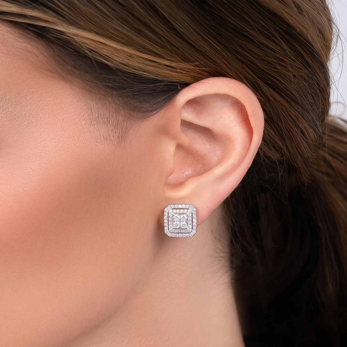 Regal Square Brilliance Stud Earrings