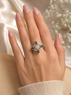 Emerald Bloom Geometric Rose Gold Ring