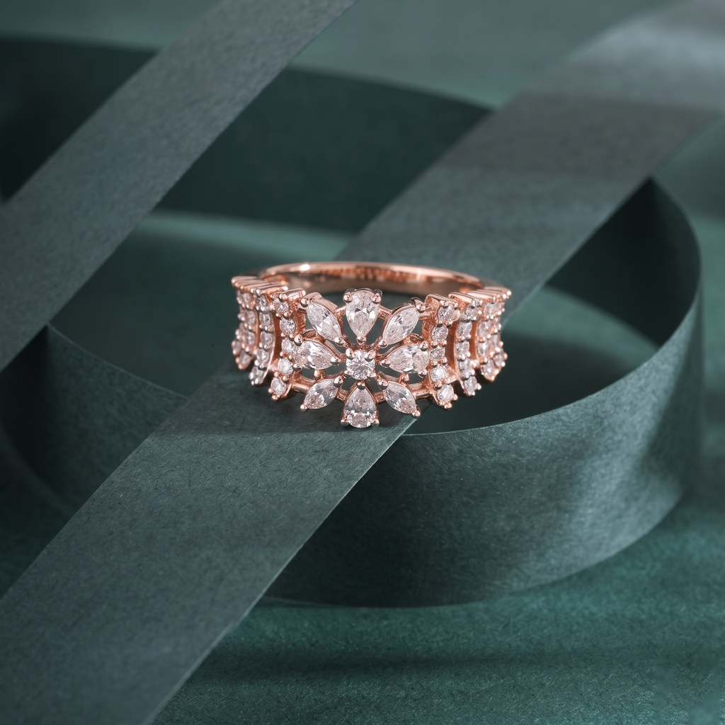 Celestial Bloom Rose Gold Diamond Ring