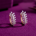 Leaf Motif Diamond Huggie Earrings