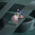 Regal Peacock Multi-Stone Designer Ring