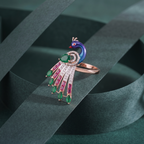 Regal Peacock Multi-Stone Designer Ring