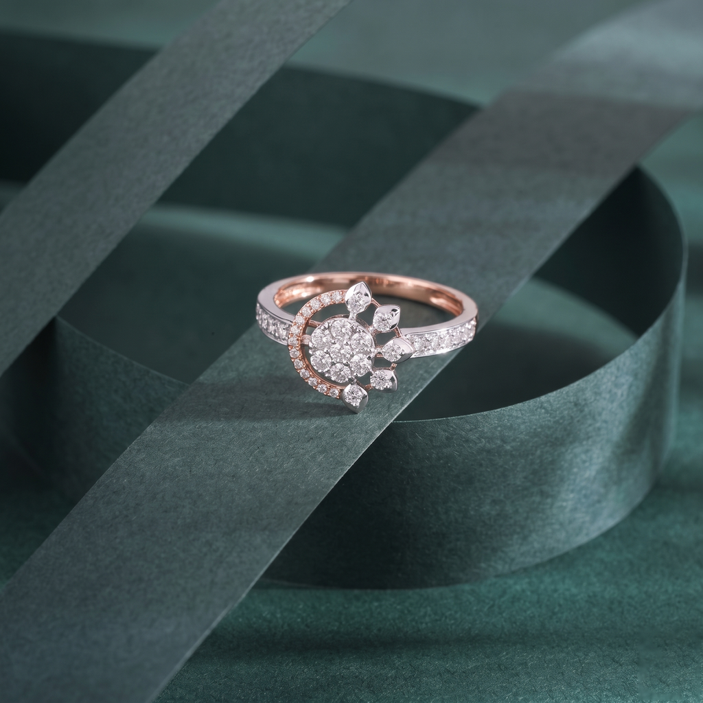 Elegant Crystal Flower Ring for Women