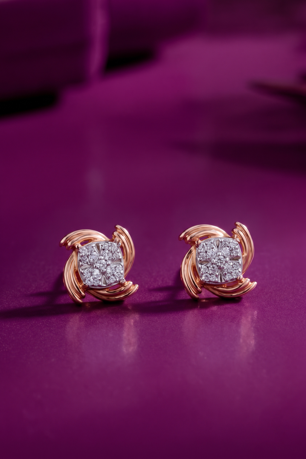 Chic Blossom Diamond Earrings in Rose Gold